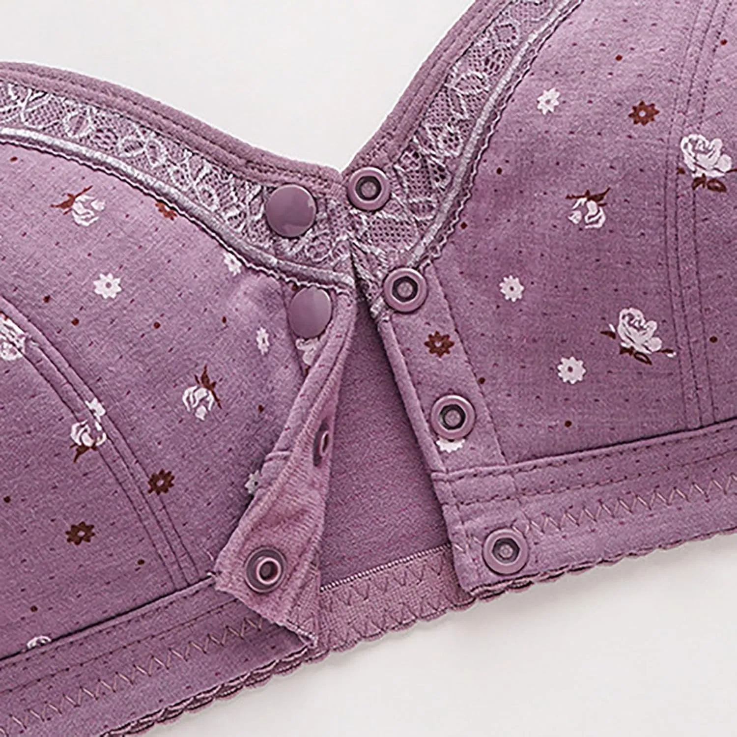 2 Pack Daisy Bras for Older Women Front Snap Close Everyday Bra Plus Size Comfortable No Underwire Sleep T Shirt Bra