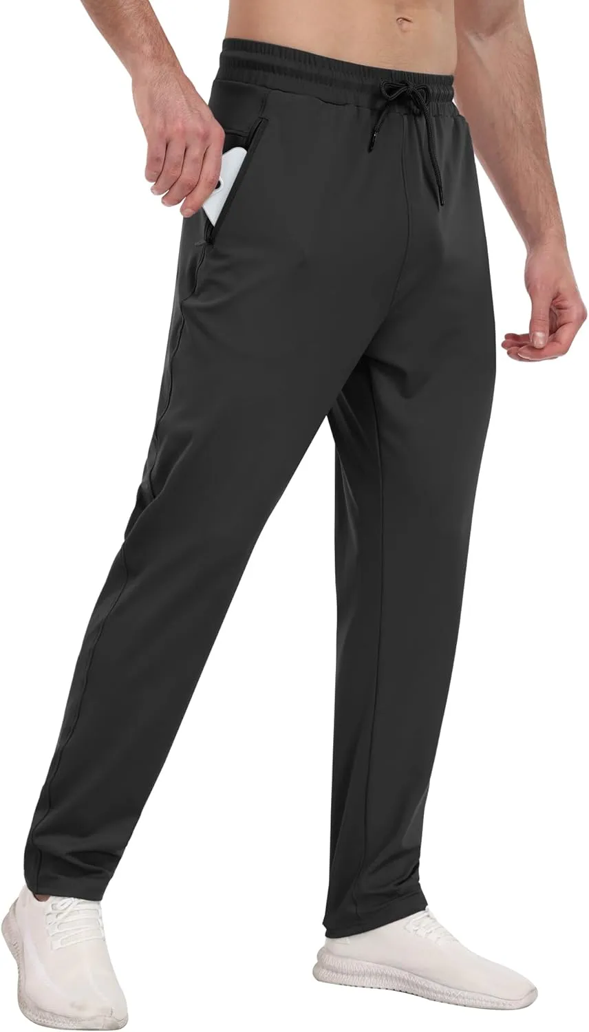 3 Pack Mens Athletic Sweatpants with Zipper Pockets,Workout Gym Joggers Pants for Men Running Jogging Pants