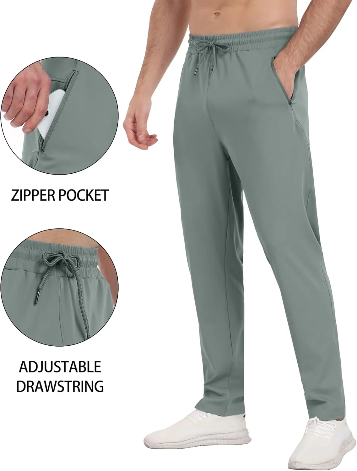 3 Pack Mens Athletic Sweatpants with Zipper Pockets,Workout Gym Joggers Pants for Men Running Jogging Pants