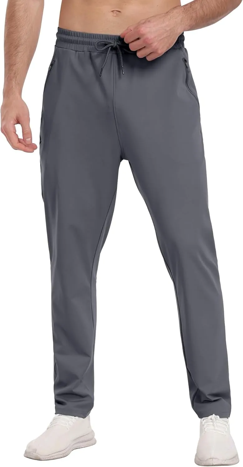3 Pack Mens Athletic Sweatpants with Zipper Pockets,Workout Gym Joggers Pants for Men Running Jogging Pants