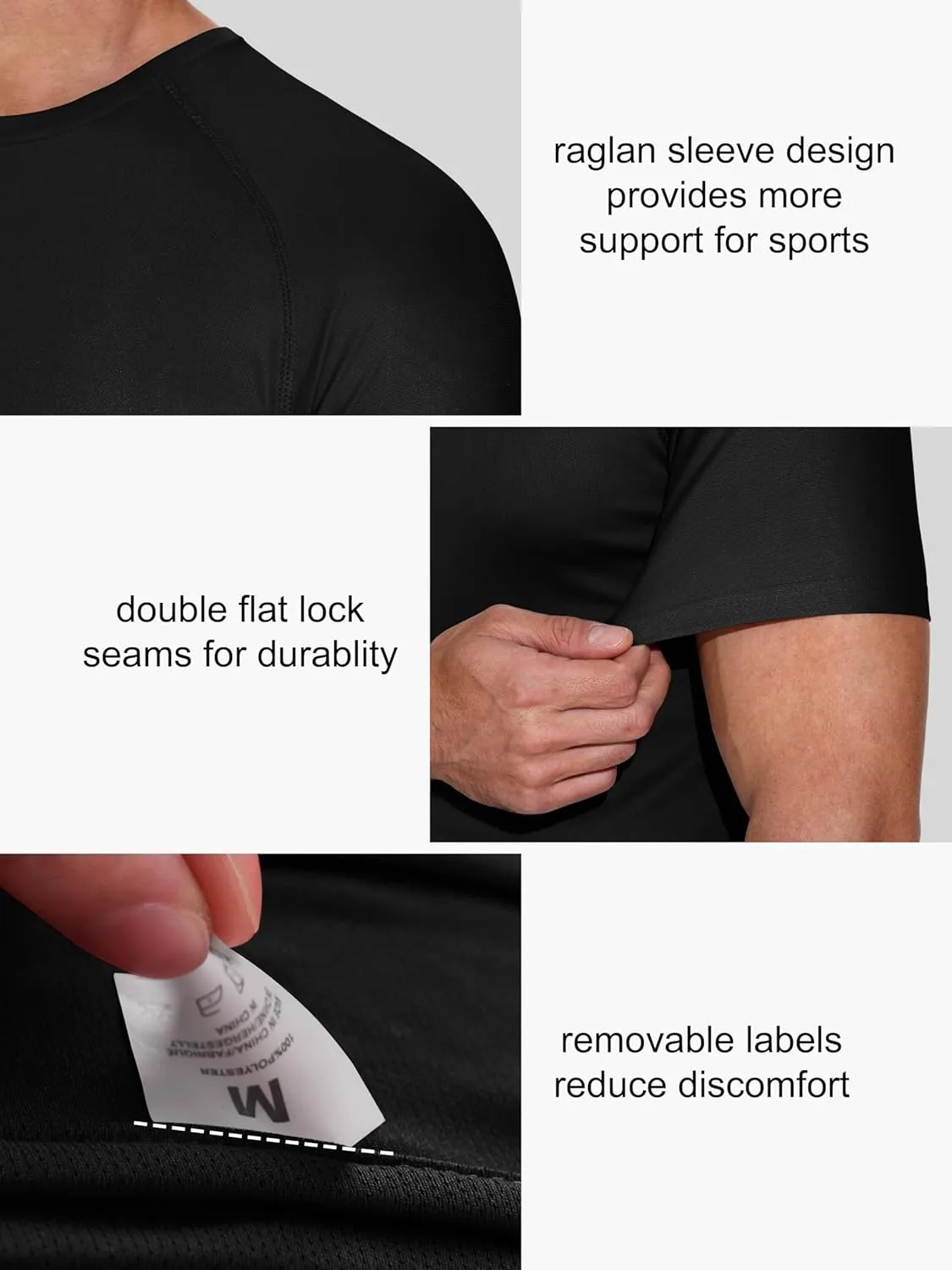 5 Pack Men's Mesh Dry Fit Moisture Wicking Quick Dry Tech Performance Shirts Workout Gym Short Sleeve