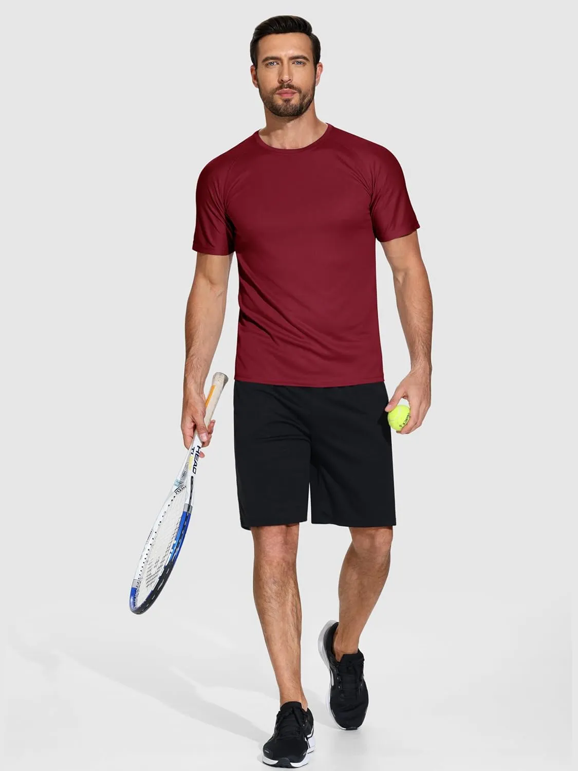 5 Pack Men's Mesh Dry Fit Moisture Wicking Quick Dry Tech Performance Shirts Workout Gym Short Sleeve