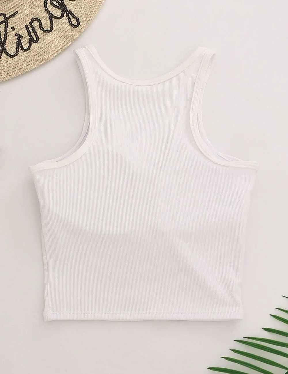 AngiMelo Workout Tops for Women Longline Sports Bras Racerback Ribbed Tank Top with Built in Bra Yoga Crop Athletic