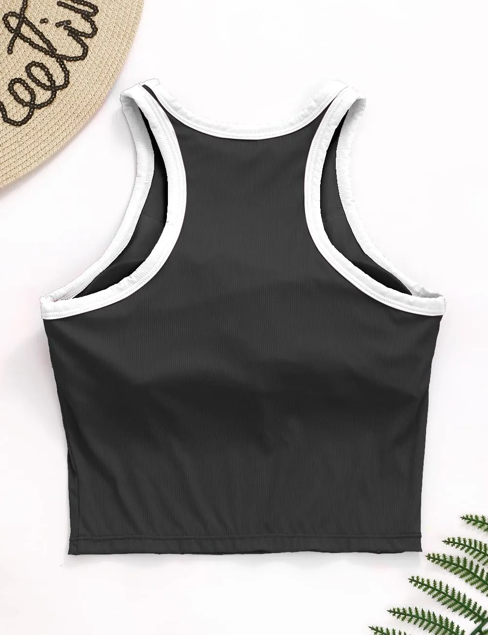 AngiMelo Workout Tops for Women Longline Sports Bras Racerback Ribbed Tank Top with Built in Bra Yoga Crop Athletic