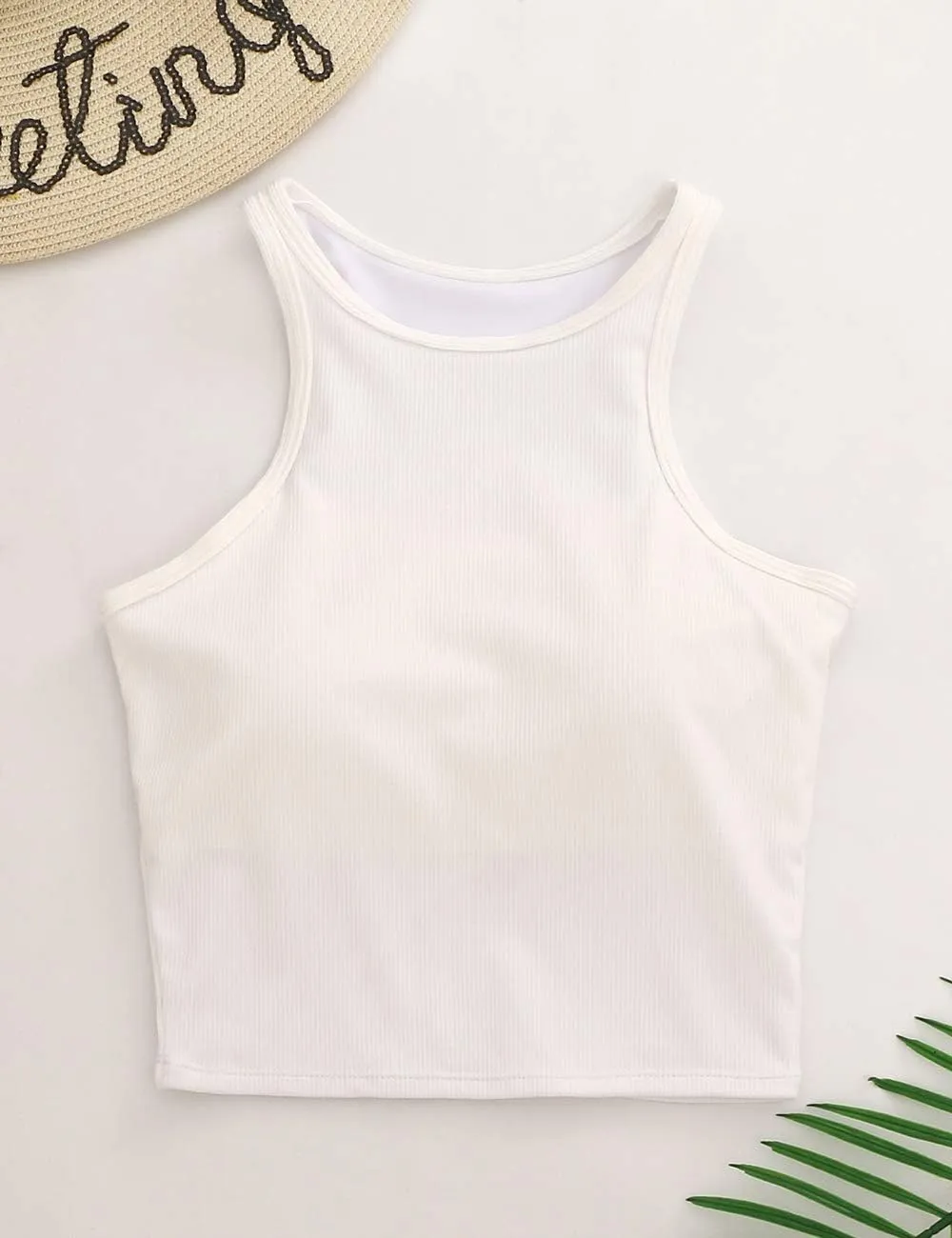 AngiMelo Workout Tops for Women Longline Sports Bras Racerback Ribbed Tank Top with Built in Bra Yoga Crop Athletic