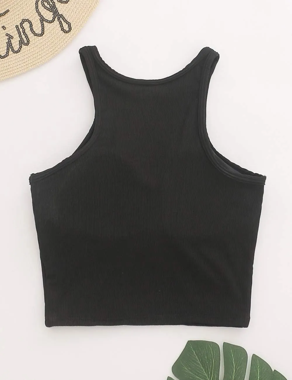 AngiMelo Workout Tops for Women Longline Sports Bras Racerback Ribbed Tank Top with Built in Bra Yoga Crop Athletic