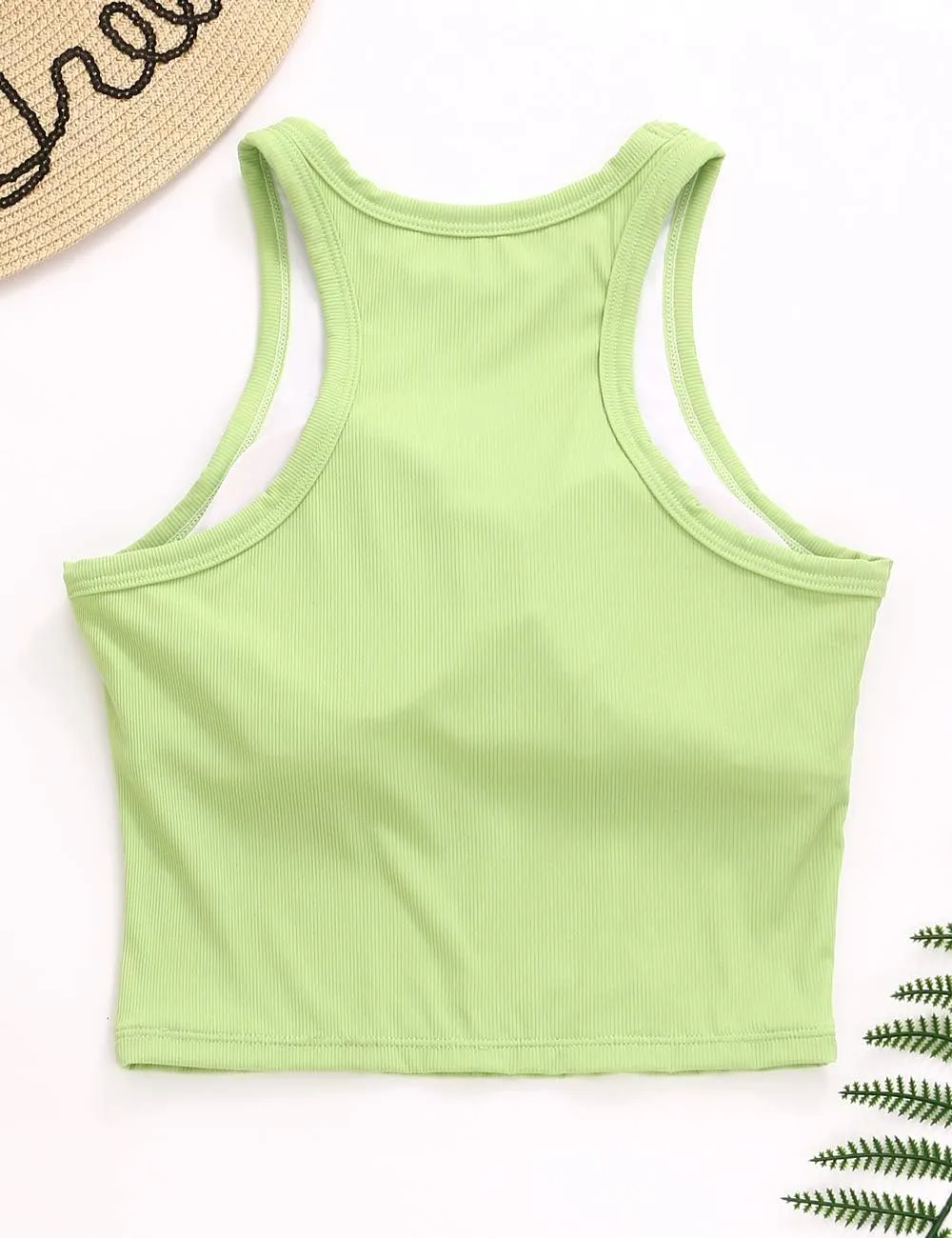AngiMelo Workout Tops for Women Longline Sports Bras Racerback Ribbed Tank Top with Built in Bra Yoga Crop Athletic