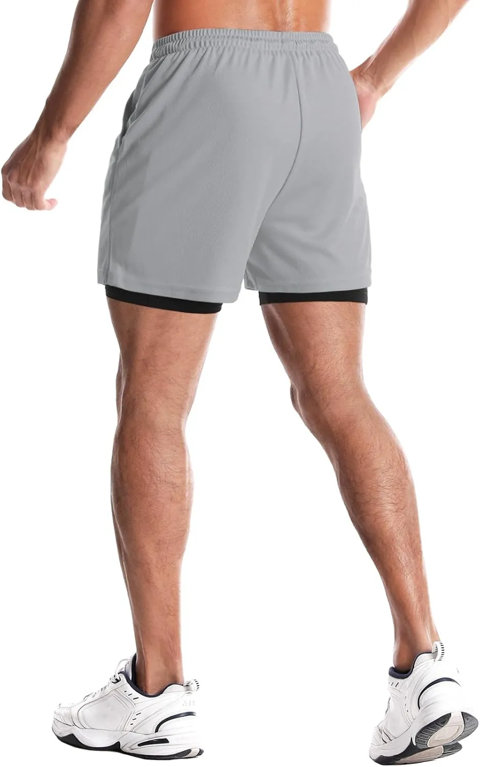Aolesy Men's Gym Shorts with Liner - 5” Lightweight Running Shorts Mesh Workout Athletic Shorts with 5 Pockets