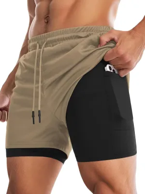 Aolesy Men's Gym Shorts with Liner - 5” Lightweight Running Shorts Mesh Workout Athletic Shorts with 5 Pockets