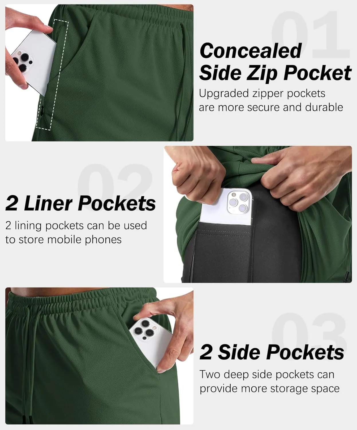 Aolesy Men's Gym Shorts with Liner - 5” Lightweight Running Shorts Mesh Workout Athletic Shorts with 5 Pockets