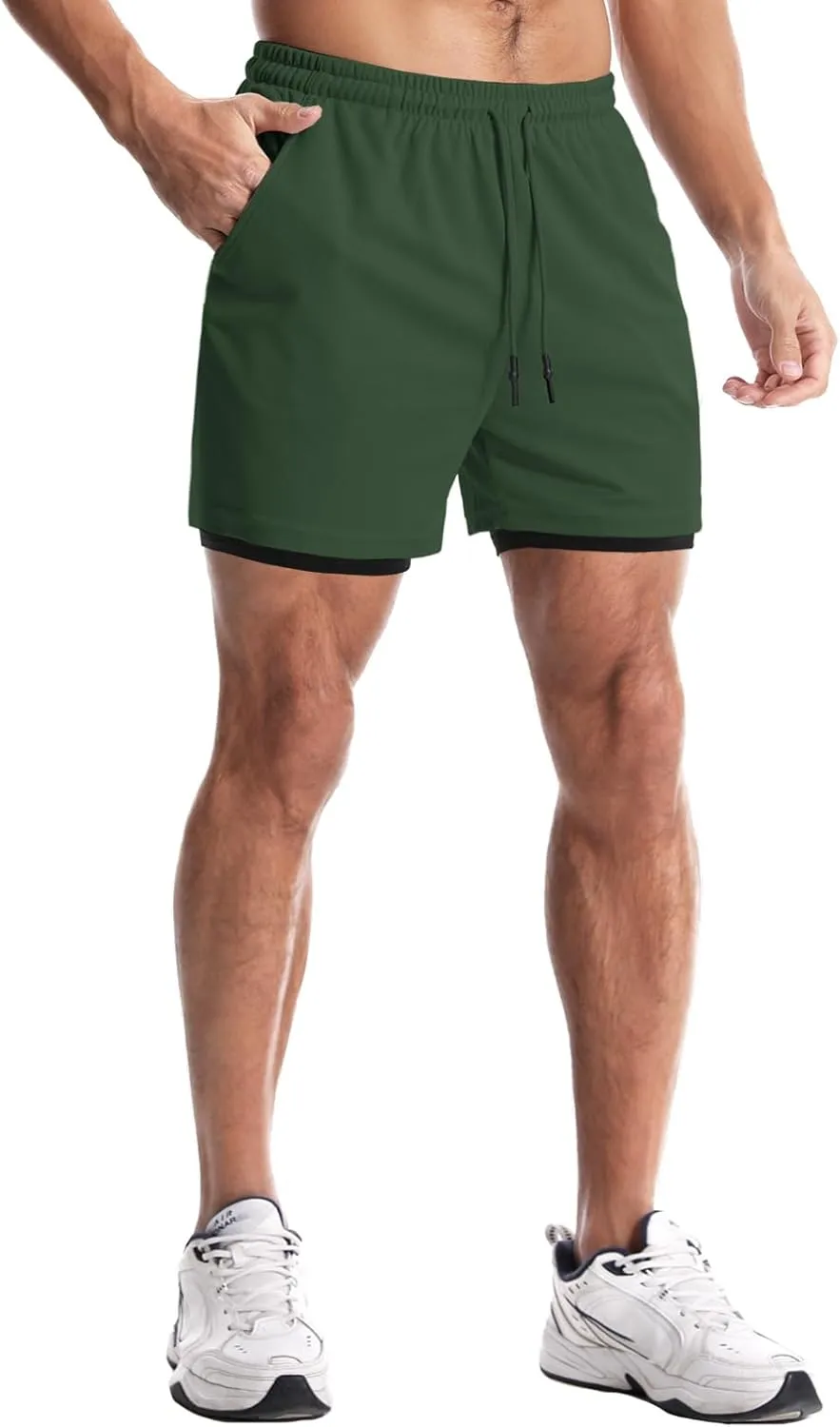 Aolesy Men's Gym Shorts with Liner - 5” Lightweight Running Shorts Mesh Workout Athletic Shorts with 5 Pockets