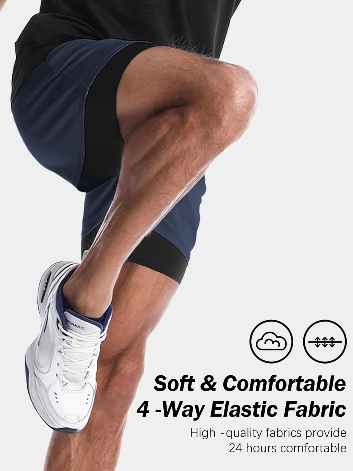 Aolesy Men's Gym Shorts with Liner - 5” Lightweight Running Shorts Mesh Workout Athletic Shorts with 5 Pockets