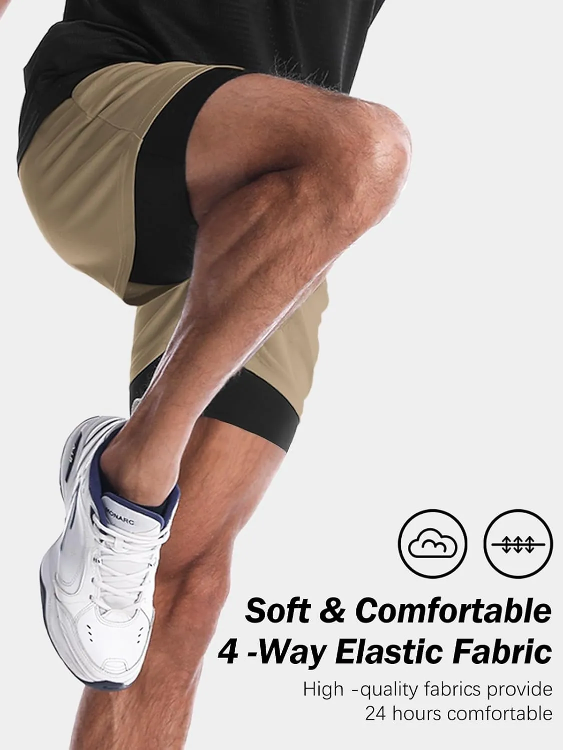 Aolesy Men's Gym Shorts with Liner - 5” Lightweight Running Shorts Mesh Workout Athletic Shorts with 5 Pockets