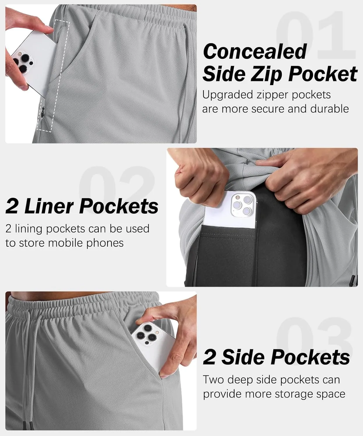 Aolesy Men's Gym Shorts with Liner - 5” Lightweight Running Shorts Mesh Workout Athletic Shorts with 5 Pockets