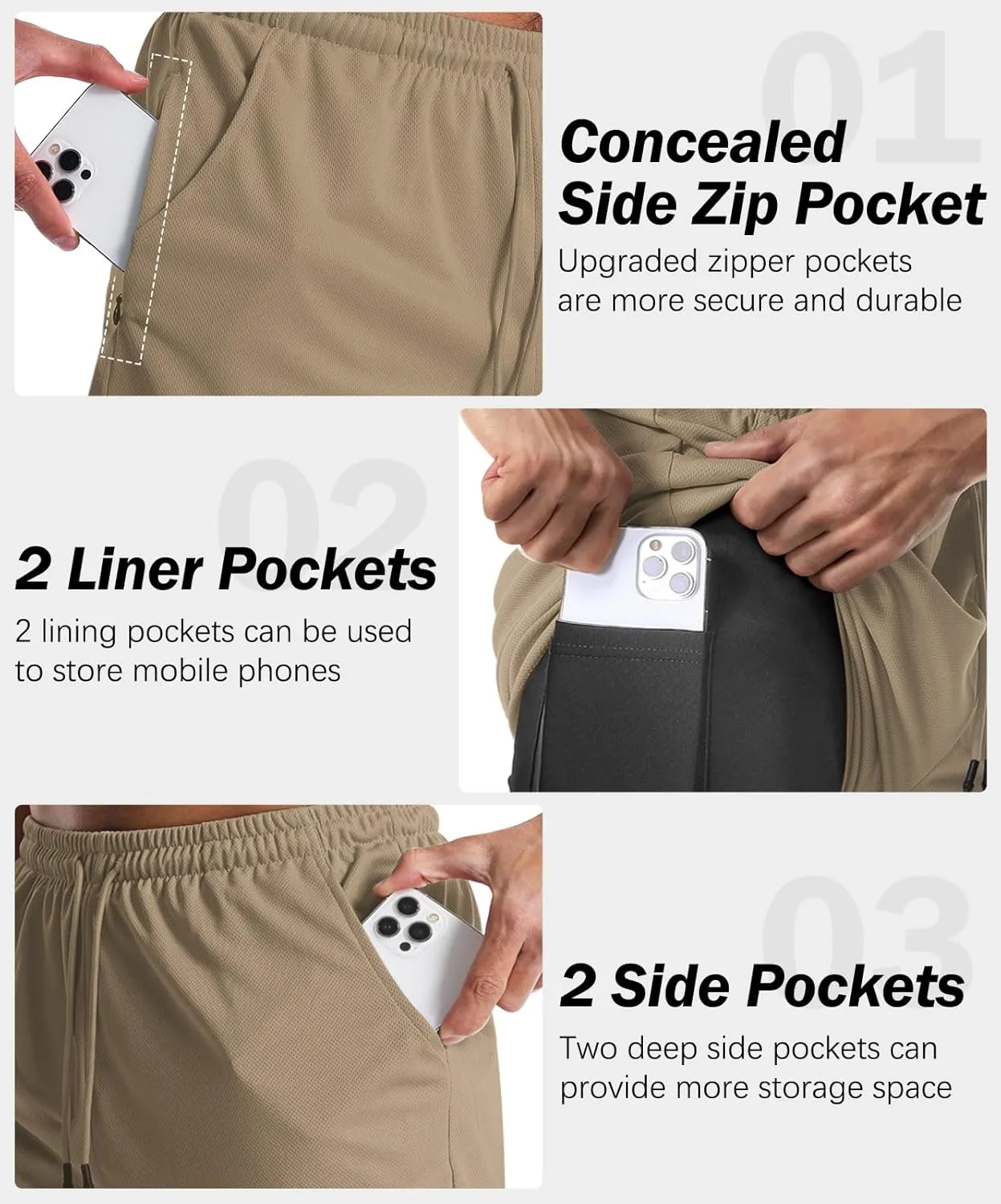 Aolesy Men's Gym Shorts with Liner - 5” Lightweight Running Shorts Mesh Workout Athletic Shorts with 5 Pockets
