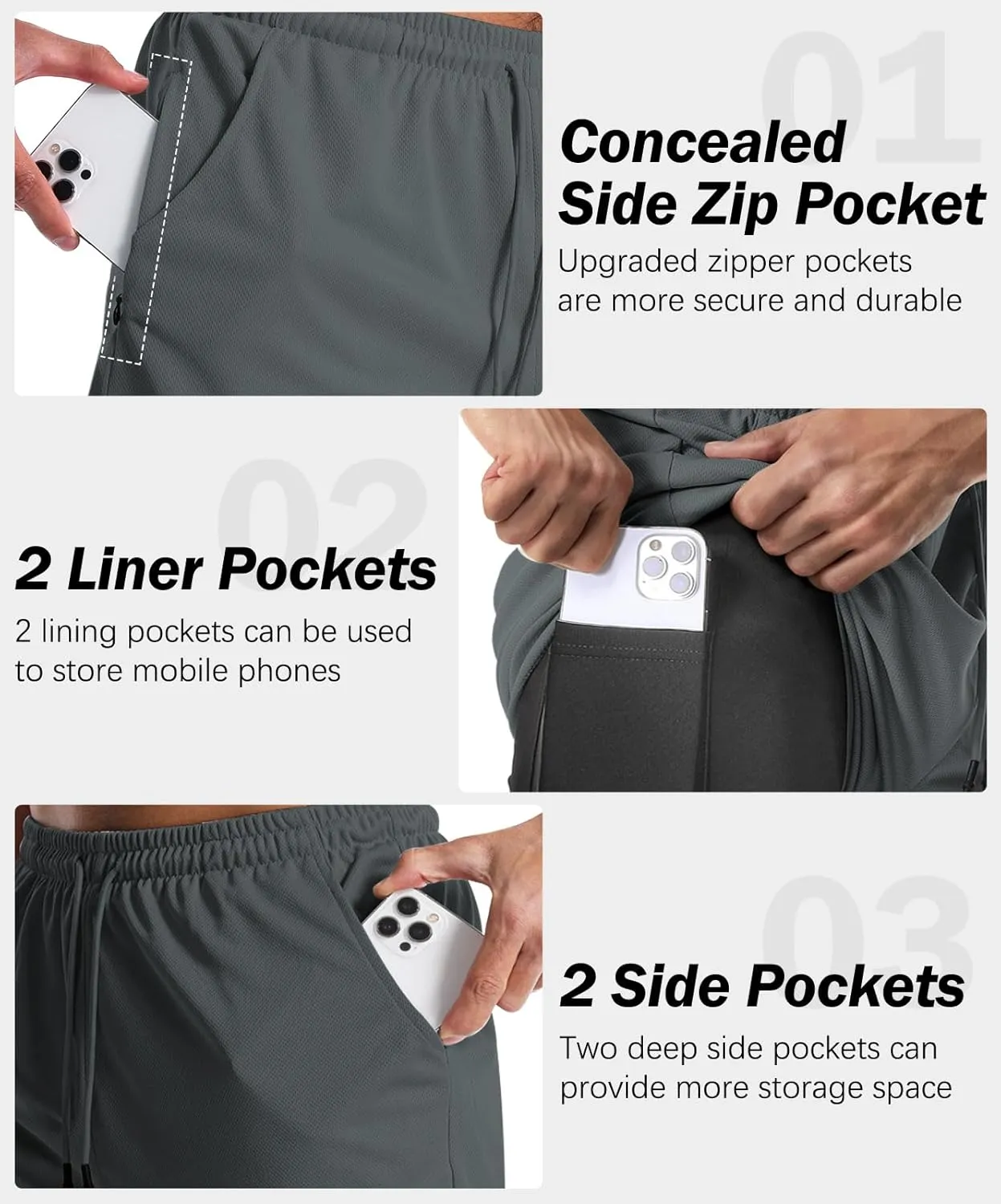 Aolesy Men's Gym Shorts with Liner - 5” Lightweight Running Shorts Mesh Workout Athletic Shorts with 5 Pockets