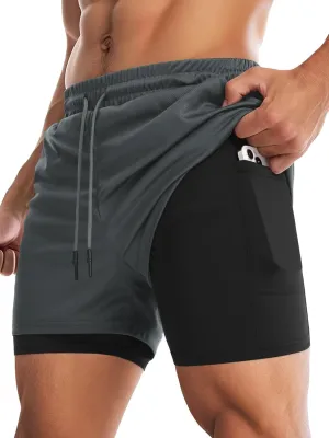 Aolesy Men's Gym Shorts with Liner - 5” Lightweight Running Shorts Mesh Workout Athletic Shorts with 5 Pockets