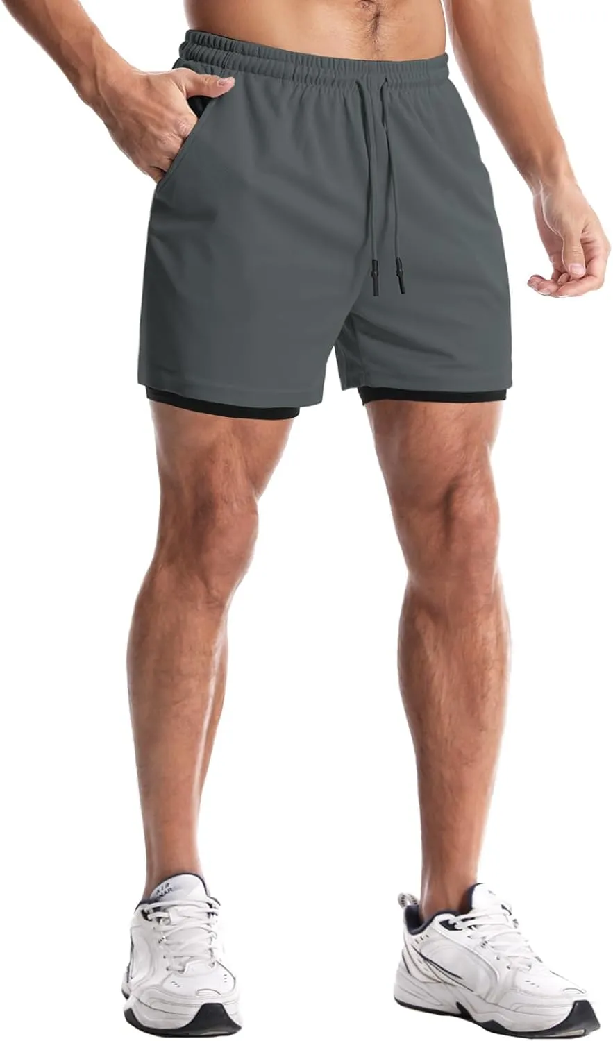 Aolesy Men's Gym Shorts with Liner - 5” Lightweight Running Shorts Mesh Workout Athletic Shorts with 5 Pockets