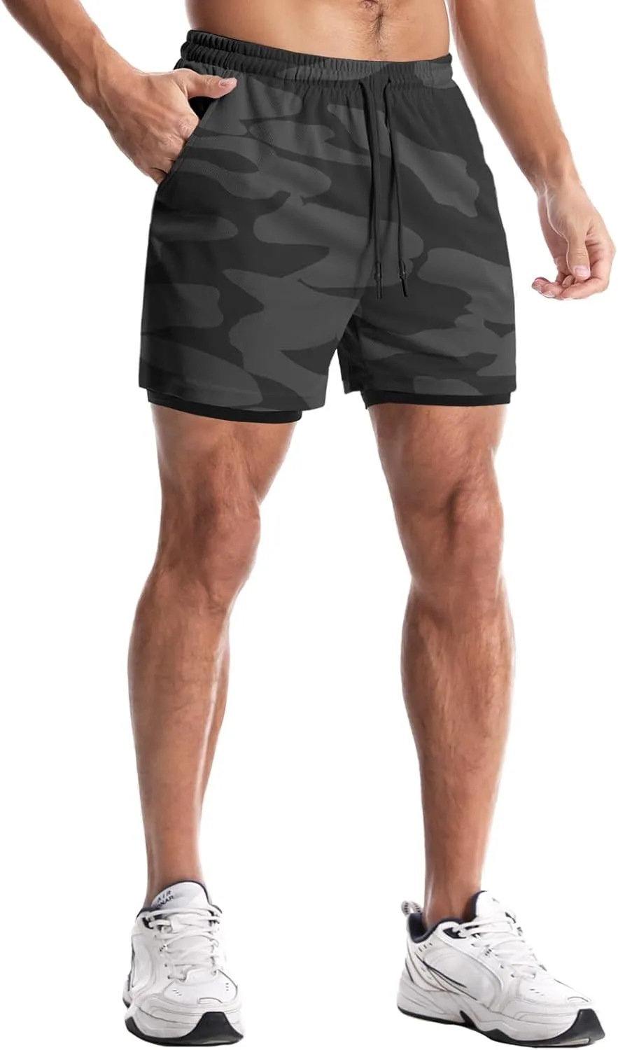 Aolesy Men's Gym Shorts with Liner - 5” Lightweight Running Shorts Mesh Workout Athletic Shorts with 5 Pockets
