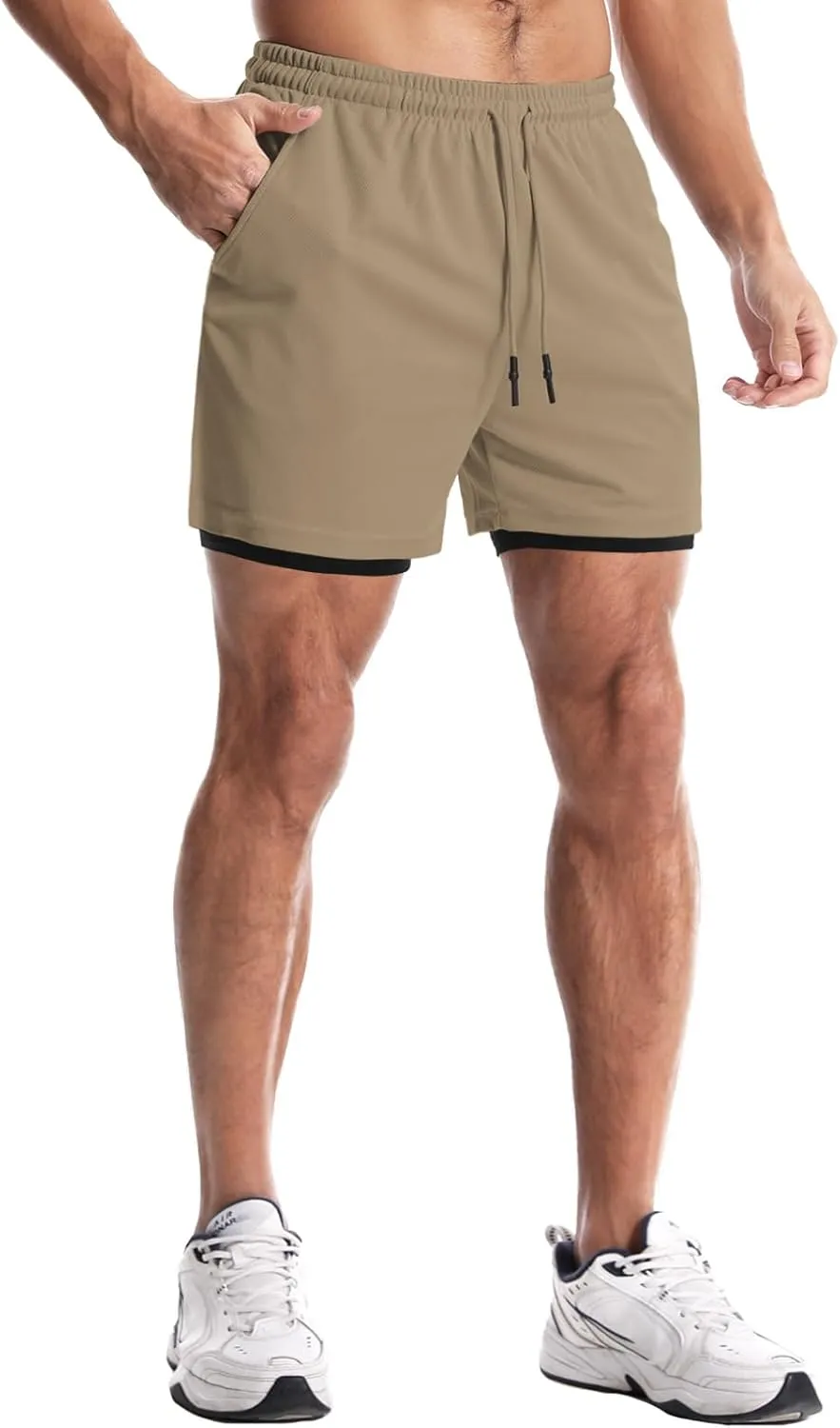 Aolesy Men's Gym Shorts with Liner - 5” Lightweight Running Shorts Mesh Workout Athletic Shorts with 5 Pockets