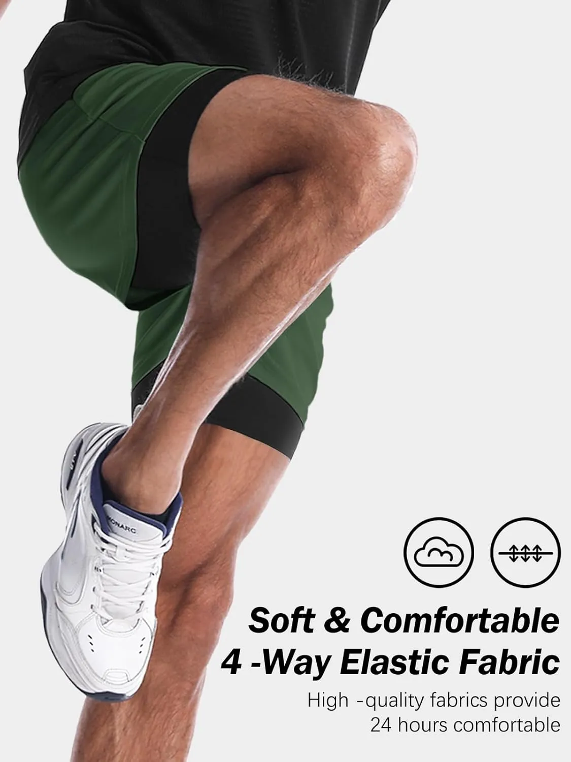 Aolesy Men's Gym Shorts with Liner - 5” Lightweight Running Shorts Mesh Workout Athletic Shorts with 5 Pockets