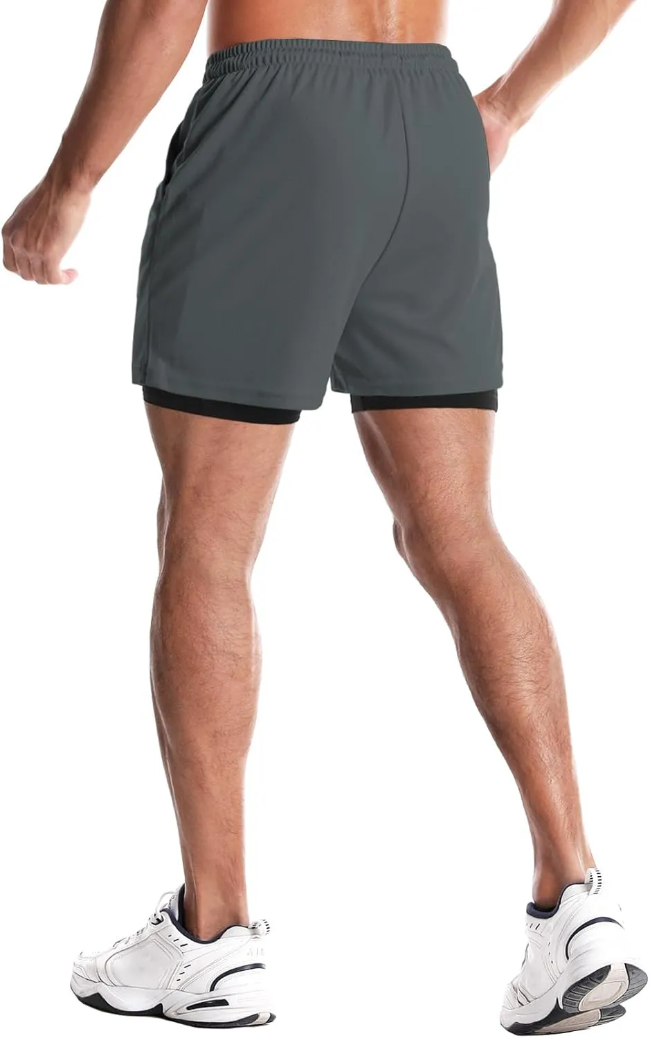 Aolesy Men's Gym Shorts with Liner - 5” Lightweight Running Shorts Mesh Workout Athletic Shorts with 5 Pockets