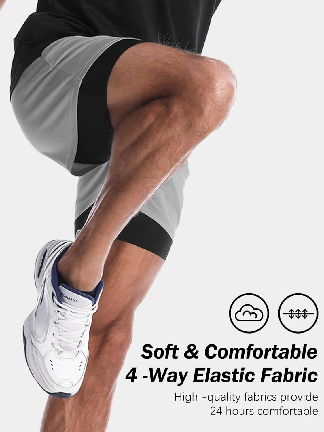 Aolesy Men's Gym Shorts with Liner - 5” Lightweight Running Shorts Mesh Workout Athletic Shorts with 5 Pockets