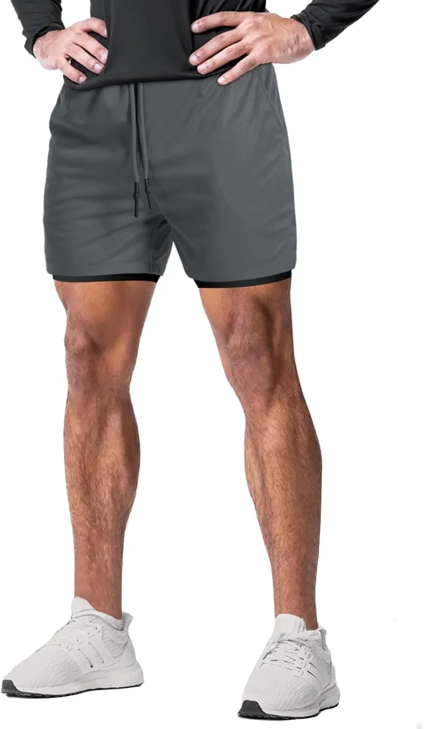 Aolesy Men's Gym Shorts with Liner - 5” Lightweight Running Shorts Mesh Workout Athletic Shorts with 5 Pockets