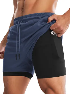 Aolesy Men's Gym Shorts with Liner - 5” Lightweight Running Shorts Mesh Workout Athletic Shorts with 5 Pockets