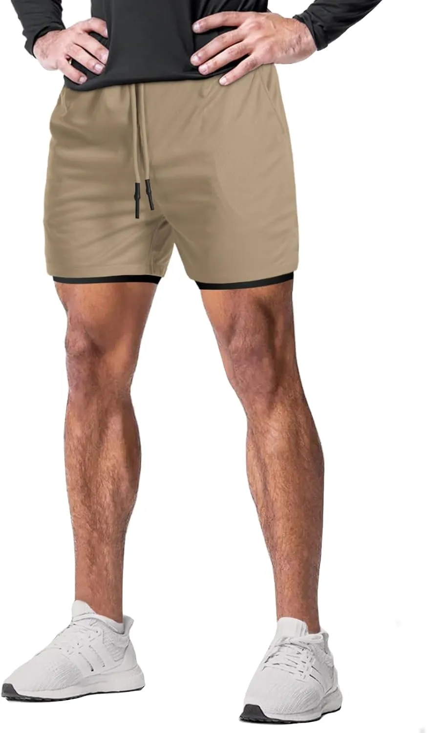 Aolesy Men's Gym Shorts with Liner - 5” Lightweight Running Shorts Mesh Workout Athletic Shorts with 5 Pockets