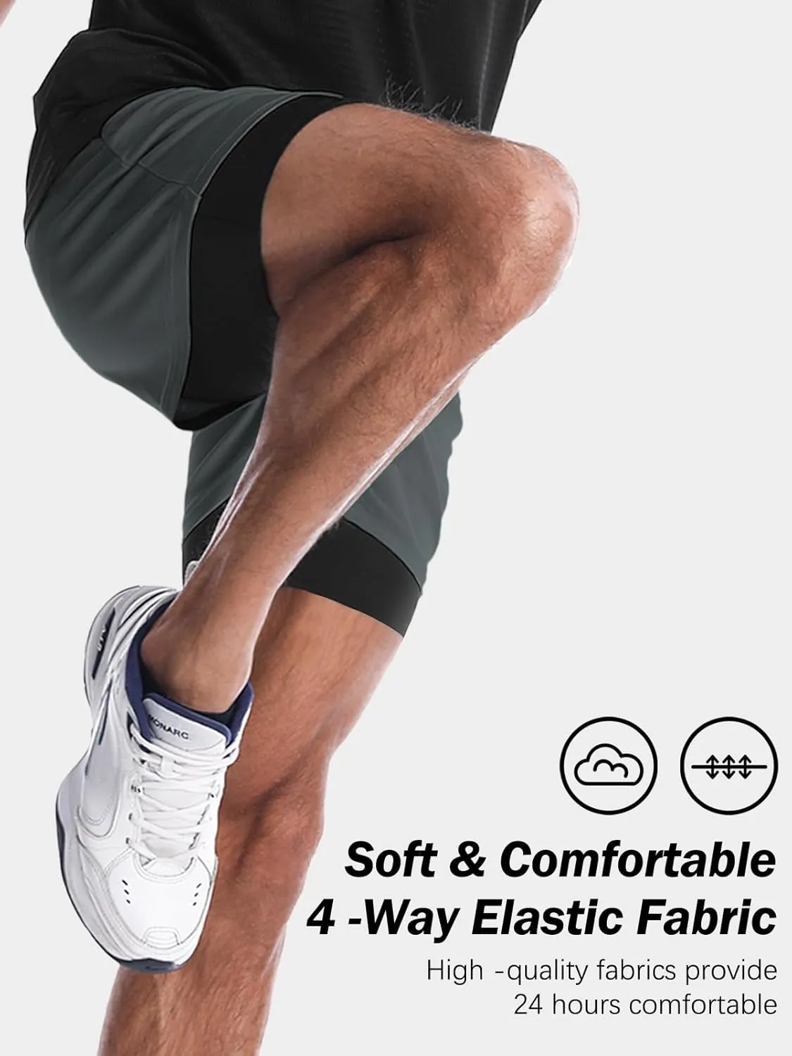 Aolesy Men's Gym Shorts with Liner - 5” Lightweight Running Shorts Mesh Workout Athletic Shorts with 5 Pockets