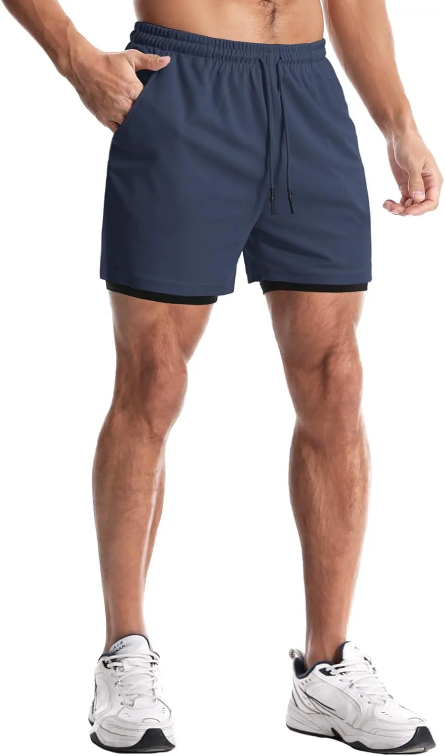 Aolesy Men's Gym Shorts with Liner - 5” Lightweight Running Shorts Mesh Workout Athletic Shorts with 5 Pockets