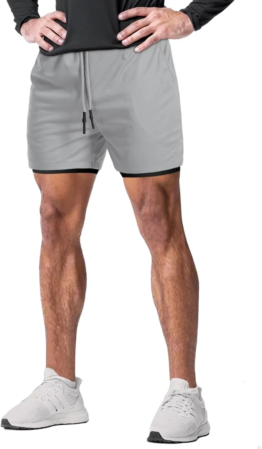 Aolesy Men's Gym Shorts with Liner - 5” Lightweight Running Shorts Mesh Workout Athletic Shorts with 5 Pockets