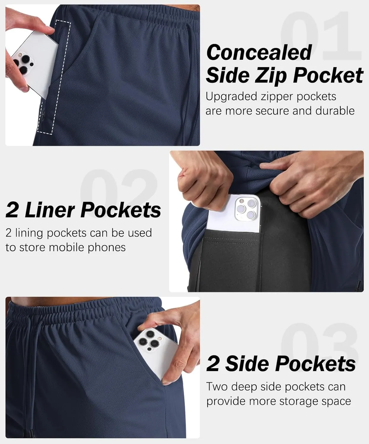 Aolesy Men's Gym Shorts with Liner - 5” Lightweight Running Shorts Mesh Workout Athletic Shorts with 5 Pockets