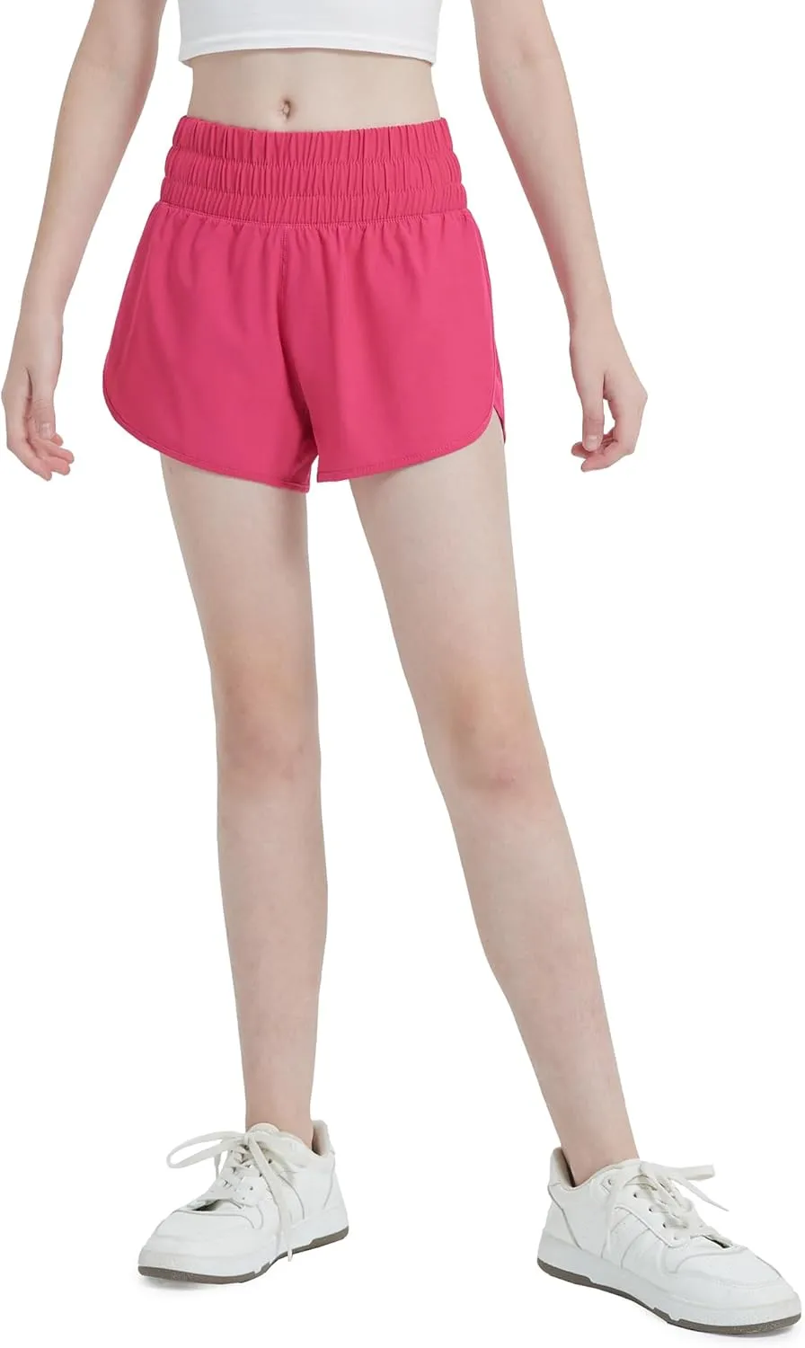 Aurefin Girls Quick Dry Athletic Shorts, Lightweight Running Shorts with Zip Pocket Workout Sports Shorts for Teen Kids