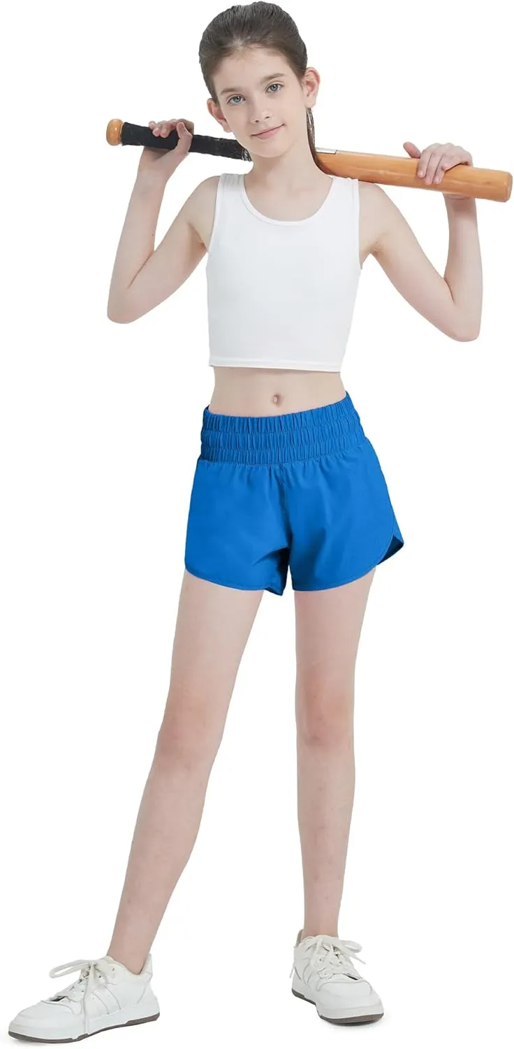 Aurefin Girls Quick Dry Athletic Shorts, Lightweight Running Shorts with Zip Pocket Workout Sports Shorts for Teen Kids