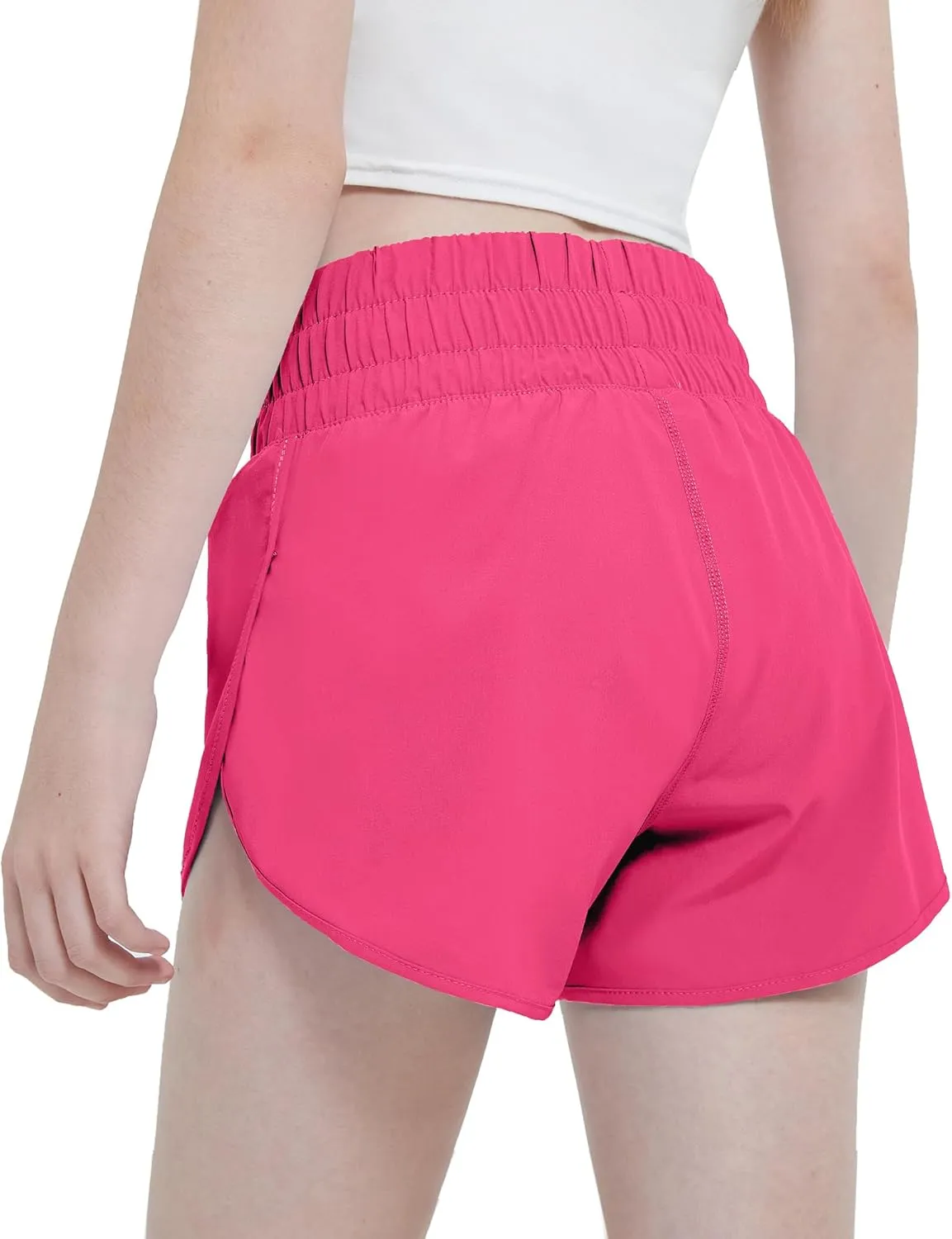 Aurefin Girls Quick Dry Athletic Shorts, Lightweight Running Shorts with Zip Pocket Workout Sports Shorts for Teen Kids