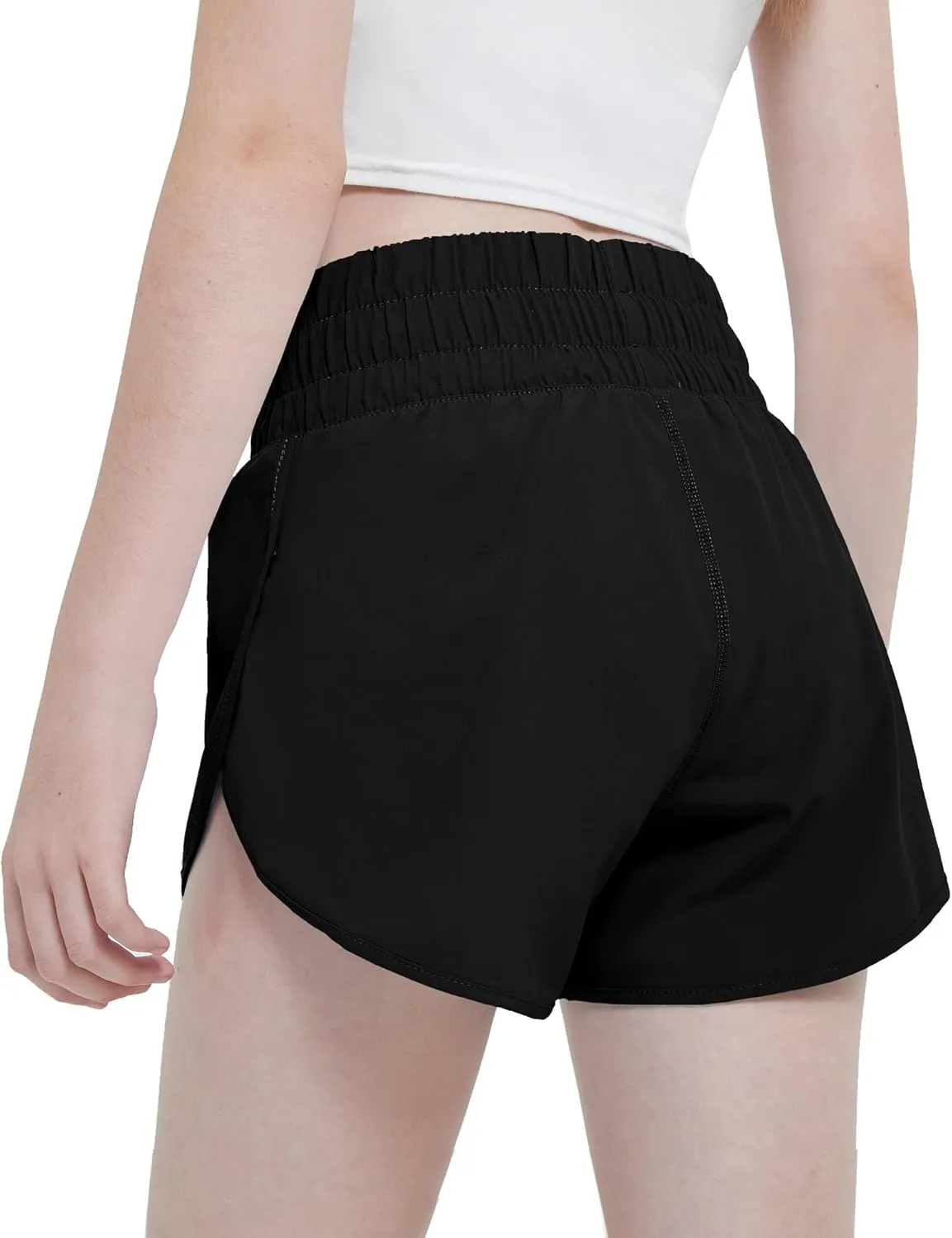 Aurefin Girls Quick Dry Athletic Shorts, Lightweight Running Shorts with Zip Pocket Workout Sports Shorts for Teen Kids