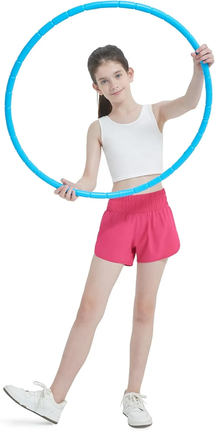 Aurefin Girls Quick Dry Athletic Shorts, Lightweight Running Shorts with Zip Pocket Workout Sports Shorts for Teen Kids