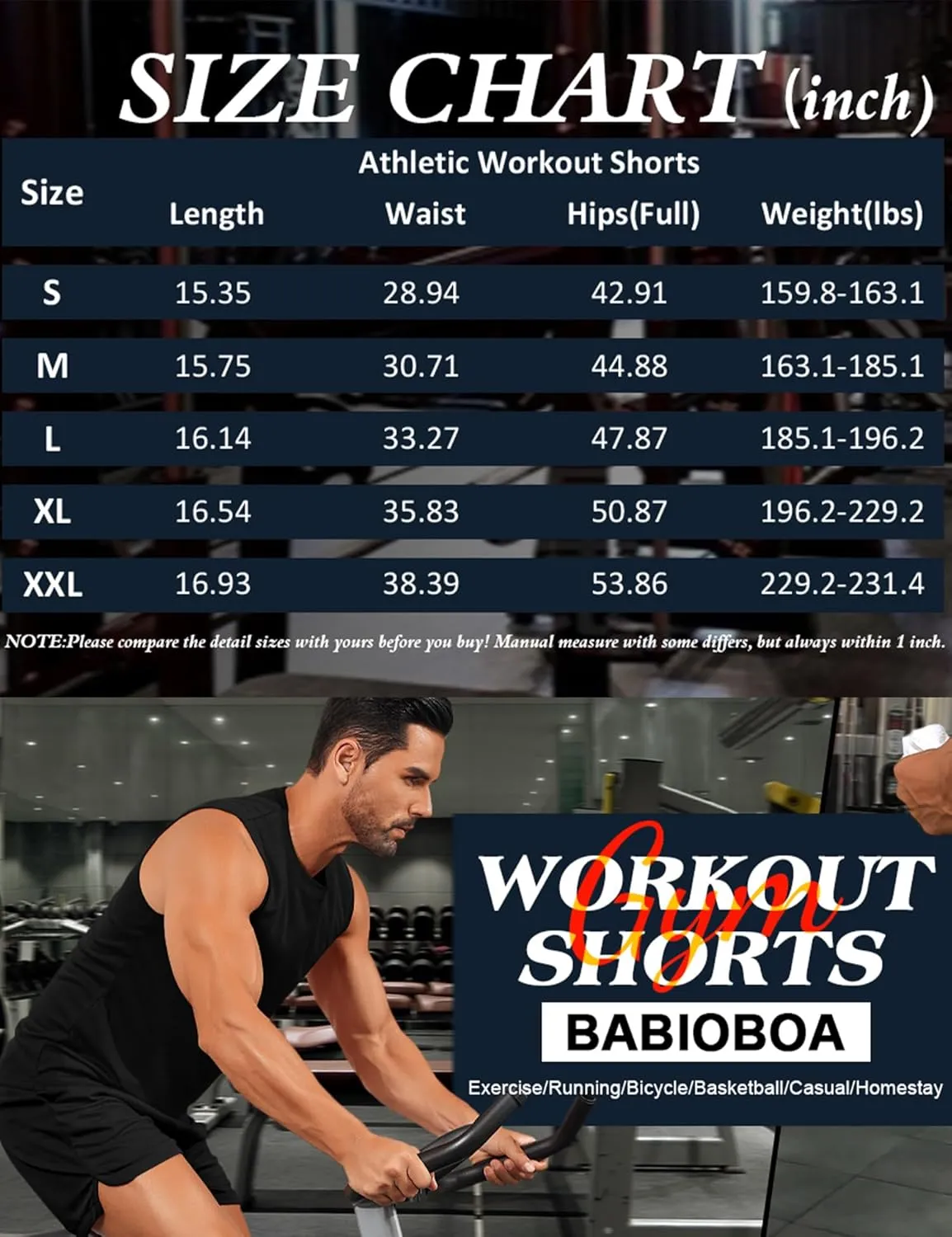 Babioboa Men's Shorts Gym Quick Dry Athletic Workout Sports Lightweight Running Shorts with Zip Pocket & Towel Loop