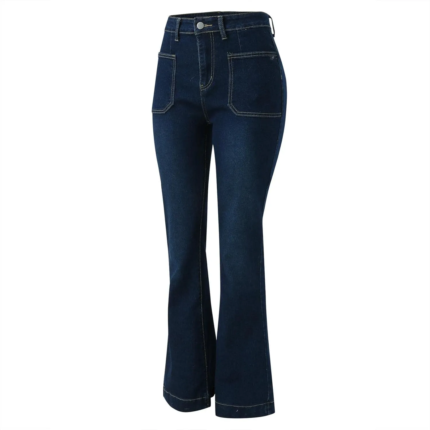 Bell Bottom Jeans For Women High Waisted Flare Jeans Classic Wide Leg Denim Pants With Pockets Slim Fit Fashion Slimming