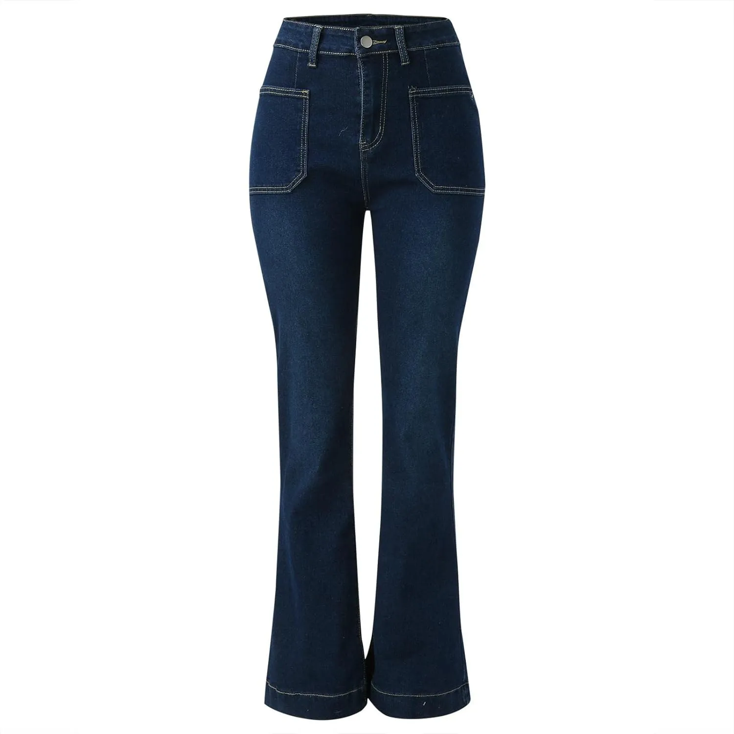 Bell Bottom Jeans For Women High Waisted Flare Jeans Classic Wide Leg Denim Pants With Pockets Slim Fit Fashion Slimming