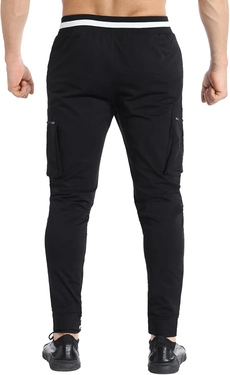 BROKIG Men Large Capacity Gym Joggers Pants with Zipper Pockets,Workout Tapered Casual Athletic Sweatpants Track Pants