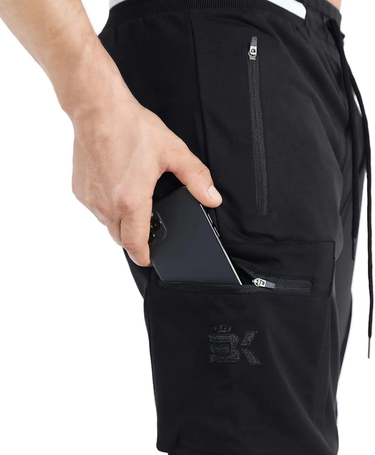 BROKIG Men Large Capacity Gym Joggers Pants with Zipper Pockets,Workout Tapered Casual Athletic Sweatpants Track Pants