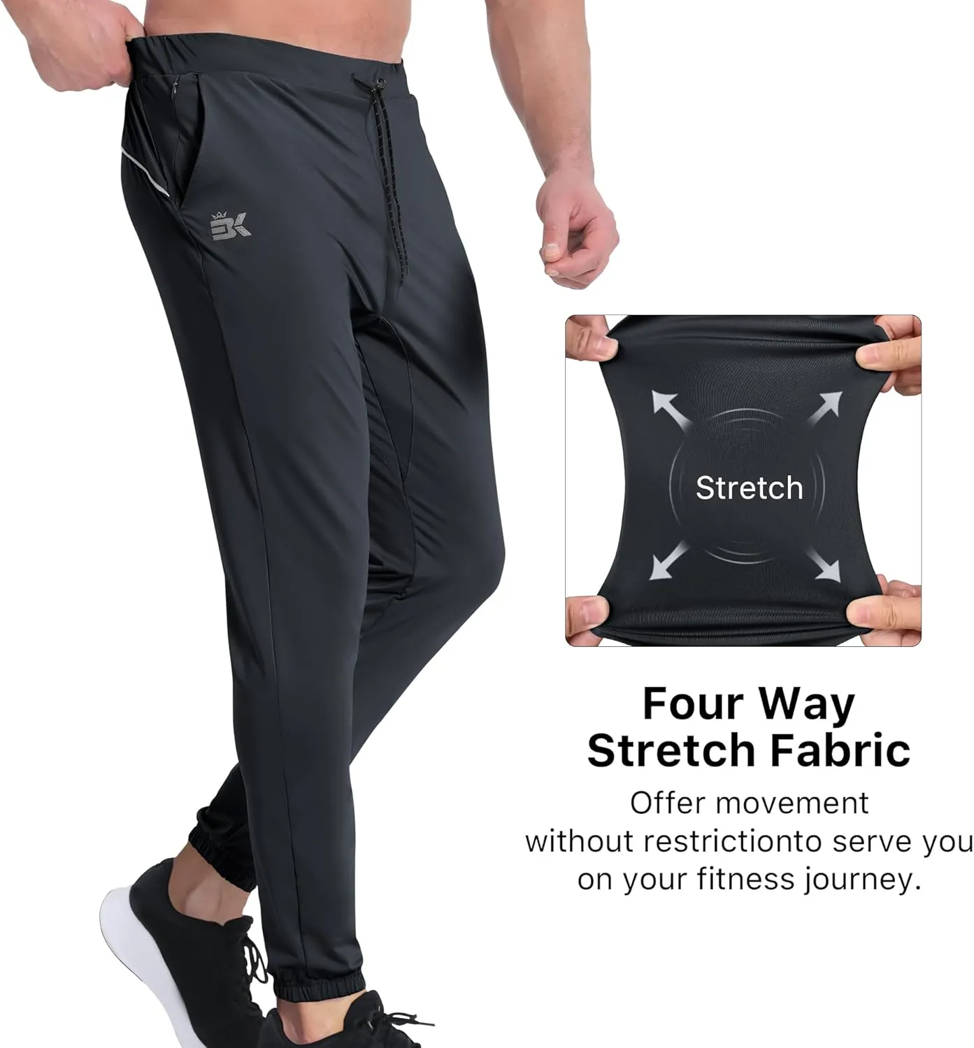 BROKIG Mens Hidzip Gym Joggers Pants Lightweight Tapered Athletic Workout Sweatpants Men with Zipper Pocket Jogging Sport