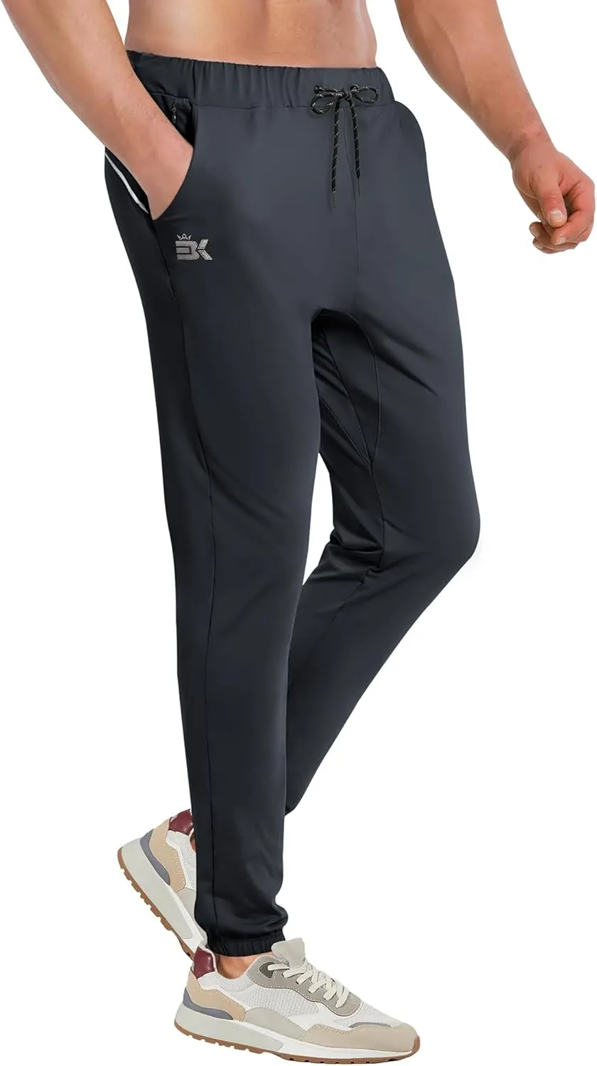 BROKIG Mens Hidzip Gym Joggers Pants Lightweight Tapered Athletic Workout Sweatpants Men with Zipper Pocket Jogging Sport