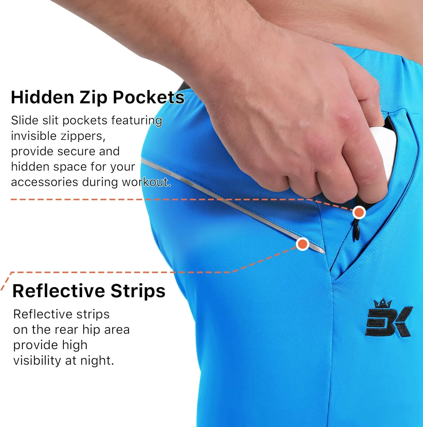 BROKIG Mens Hidzip Gym Joggers Pants Lightweight Tapered Athletic Workout Sweatpants Men with Zipper Pocket Jogging Sport