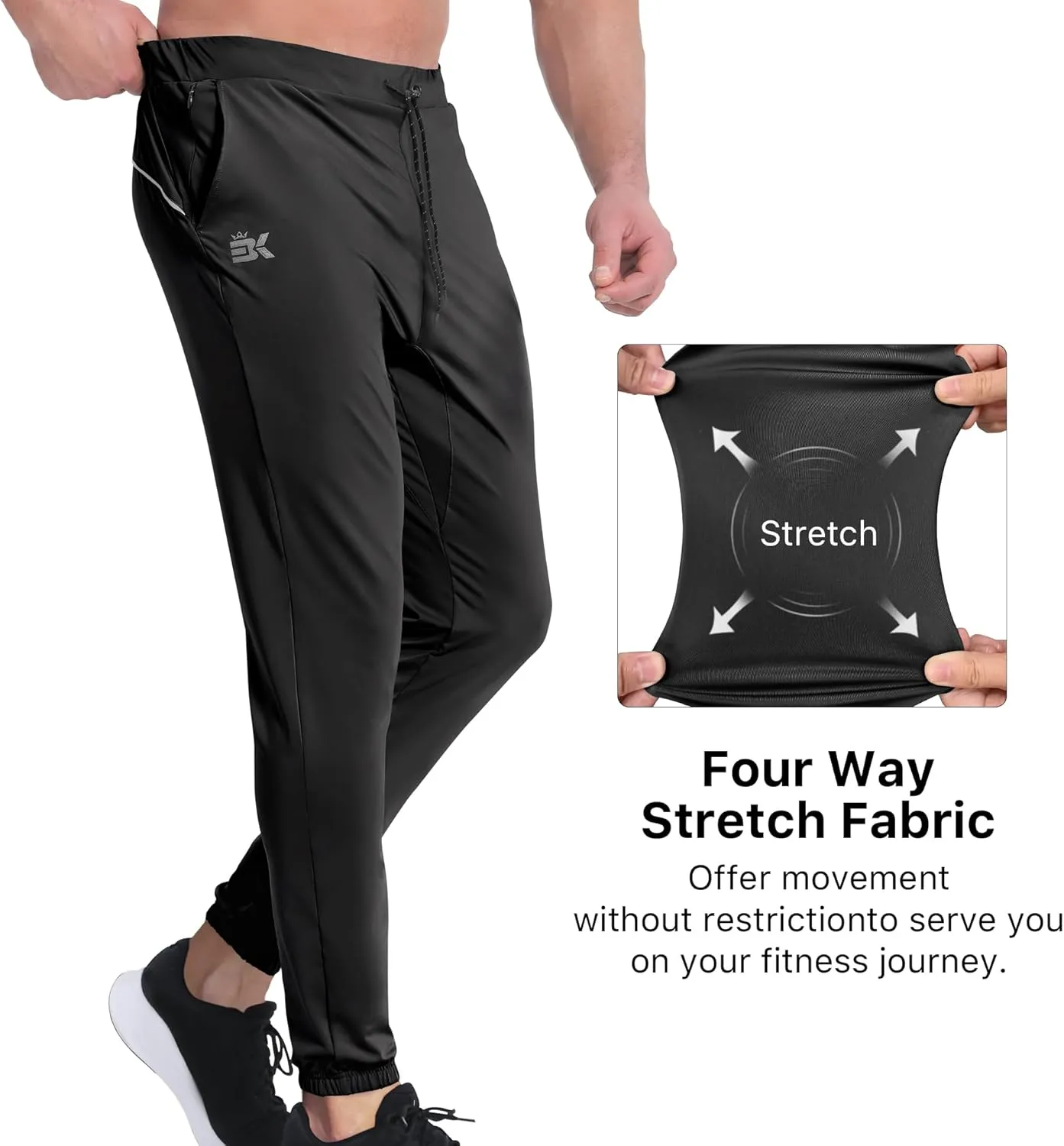BROKIG Mens Hidzip Gym Joggers Pants Lightweight Tapered Athletic Workout Sweatpants Men with Zipper Pocket Jogging Sport