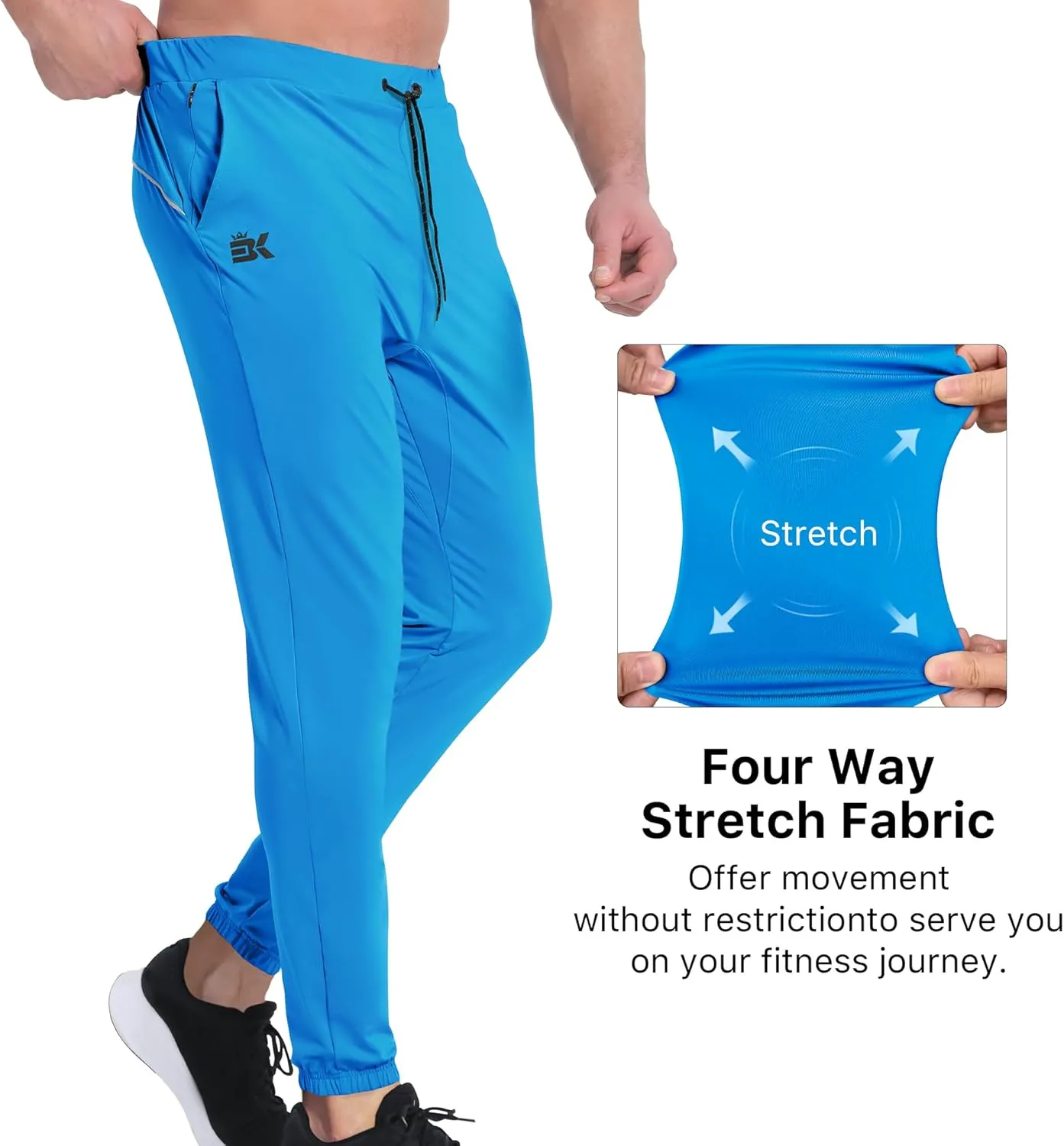 BROKIG Mens Hidzip Gym Joggers Pants Lightweight Tapered Athletic Workout Sweatpants Men with Zipper Pocket Jogging Sport