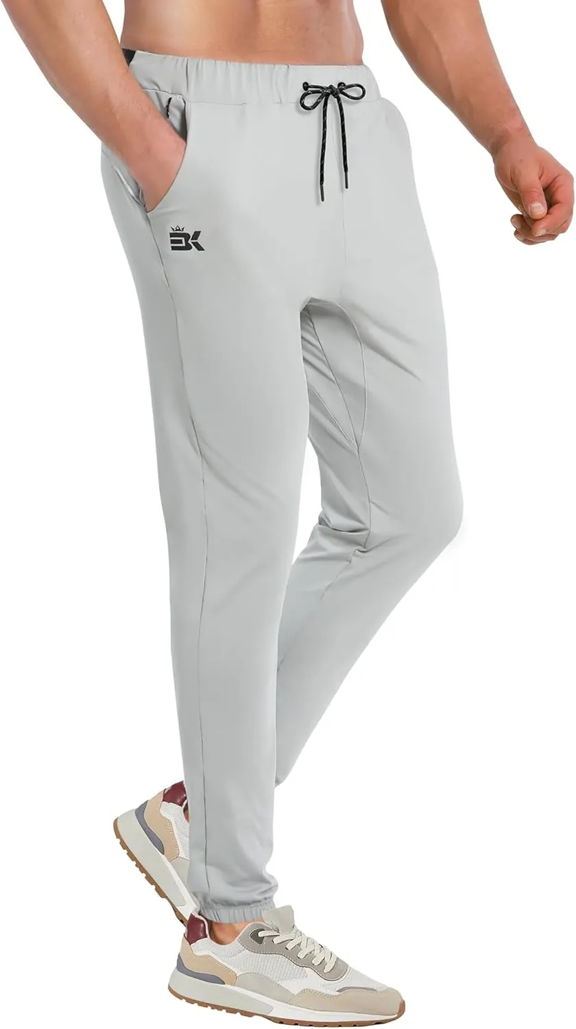 BROKIG Mens Hidzip Gym Joggers Pants Lightweight Tapered Athletic Workout Sweatpants Men with Zipper Pocket Jogging Sport